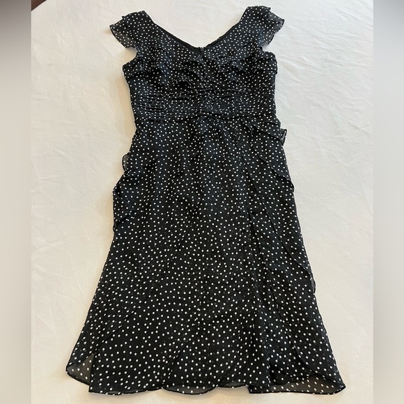 ADRIANNA PAPELL Ruffle Top Sleeveless Polla Dot Dress, Size 8. - Picture 1 of 5